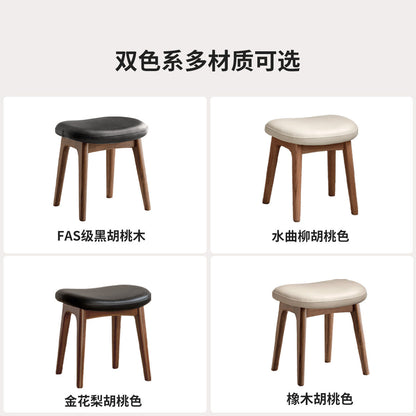 实木化妆凳简约橡木小凳子女生卧室软包凳黑胡桃木梳妆凳