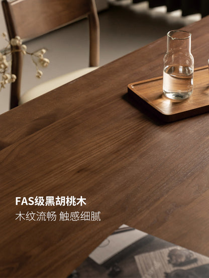 实木餐桌黑胡桃木餐厅吃饭桌子工作台休闲长桌大板桌