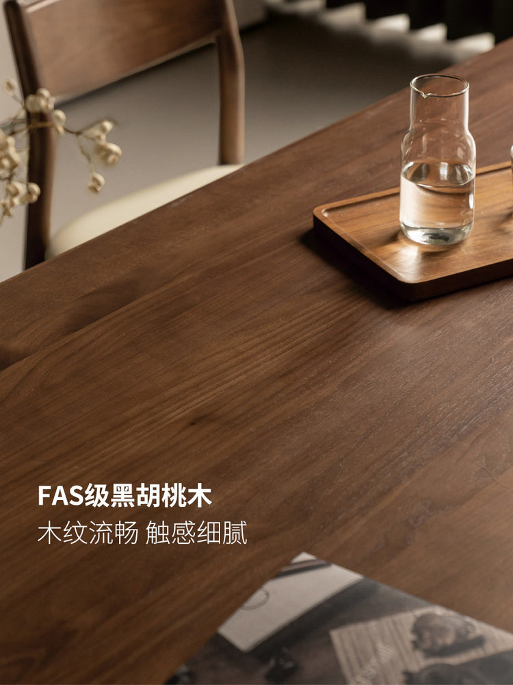 实木餐桌黑胡桃木餐厅吃饭桌子工作台休闲长桌大板桌