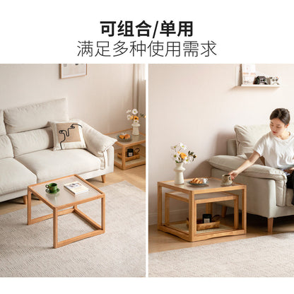 实木现代简约橡胶木玻璃茶桌小户型组合茶几