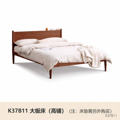 实木床现代简约樱桃木双人床日式卧室床1.5米床复古家具