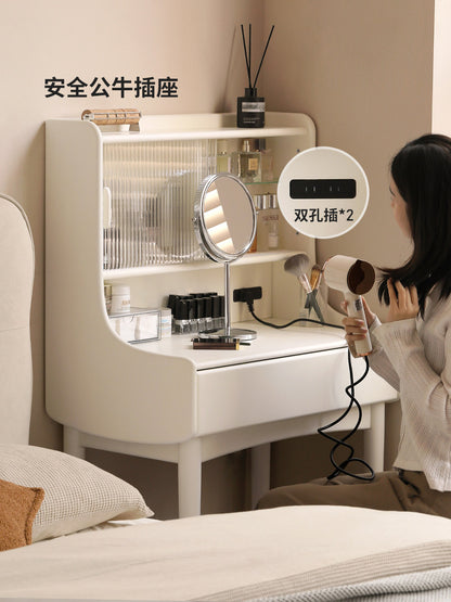 实木梳妆台卧室奶油风化妆台现代简约小户型白色化妆桌子