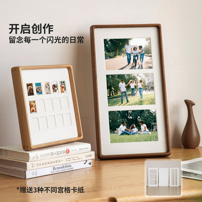 实木多宫格记录生活光印成长展示框宠物相框挂墙摆台