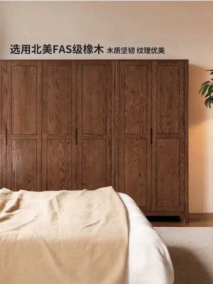实木衣柜卧室胡桃色家具现代简约橡木衣橱收纳储物柜