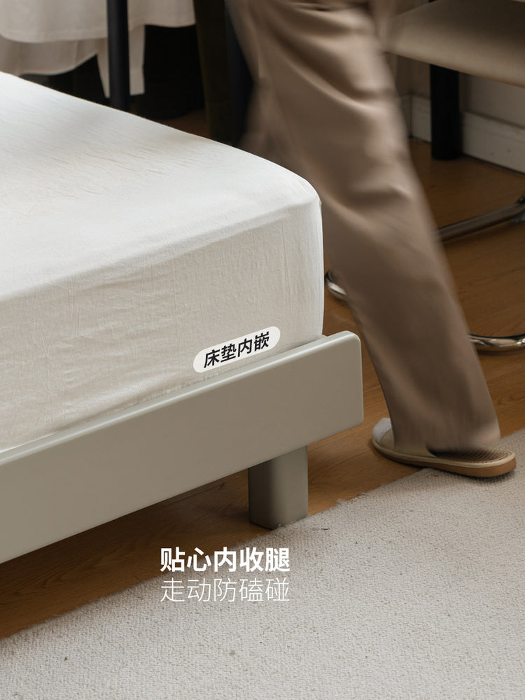 实木床简约灰色无床头床小户型卧室榻榻米落地双人床