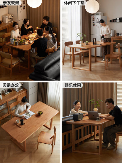 实木餐桌中古风餐厅吃饭桌樱桃木简约大板桌桌椅组合