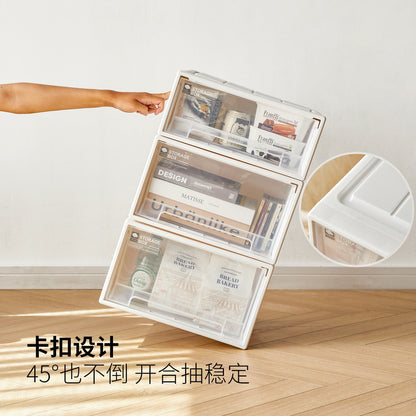 收纳箱抽屉式衣柜衣服整理箱塑料透明可叠加储物盒子