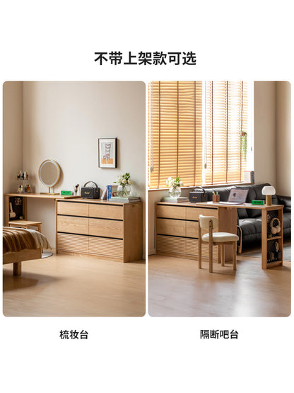 实木化妆桌现代简约白蜡木化妆台卧室多功能斗柜梳妆台