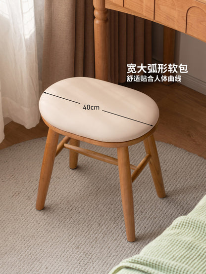 实木梳妆凳软包凳子卧室化妆凳简约换鞋凳樱桃木板凳