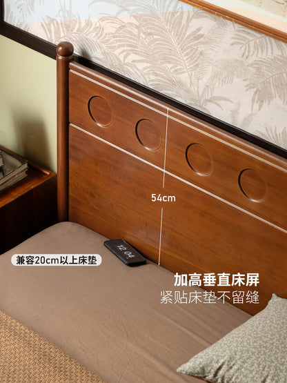 实木床卧室中古风大板床包豪斯波点床1.5m1.8m双人床