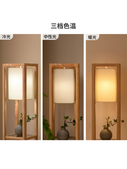 实木置物架新中式客厅沙发边柜带灯侧边柜简约边几