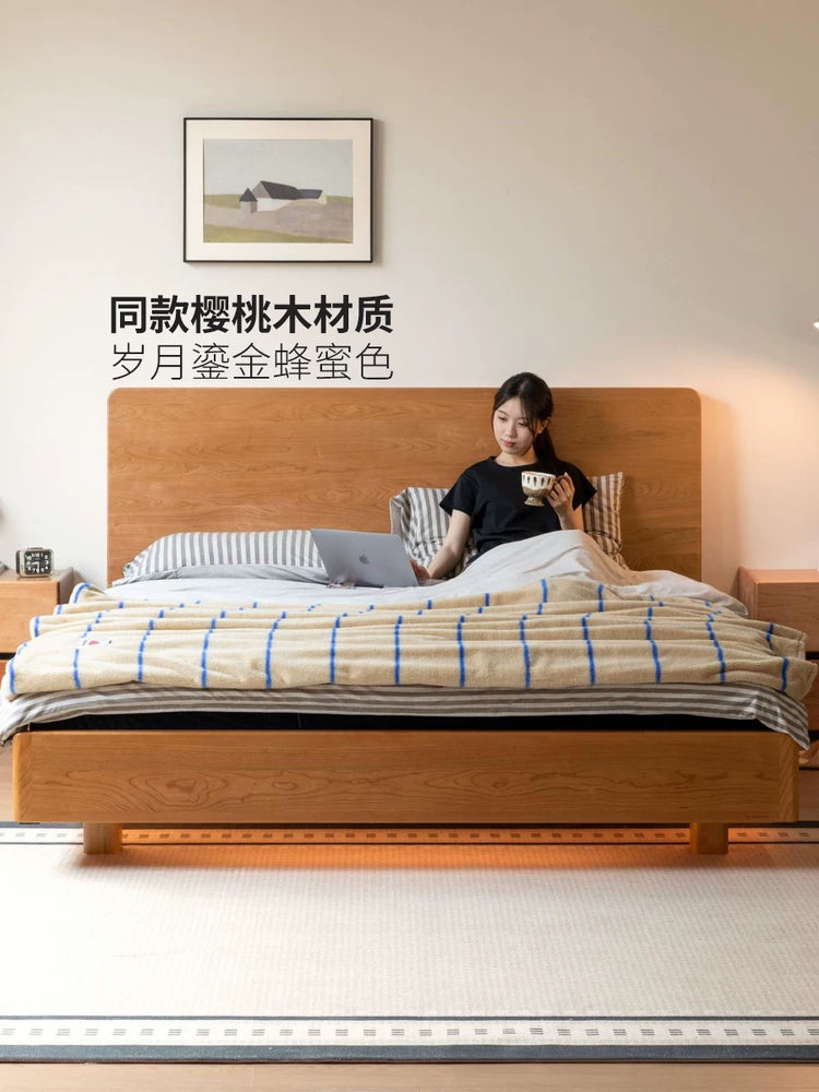 实木床意式轻奢大板床卧室多功能夜光床黑胡桃木双人床