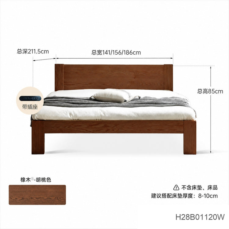 实木床现代简约橡木1.2米单人床北欧小户型卧室原木大床