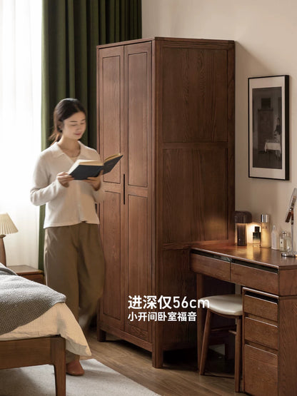 实木衣柜卧室胡桃色家具现代简约橡木衣橱收纳储物柜