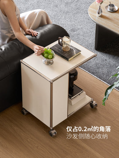铁艺边几客厅简约沙发边桌小户型白色小茶几移动推车