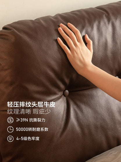 真皮床主卧美式复古软包大床高端大气头层牛皮双人床