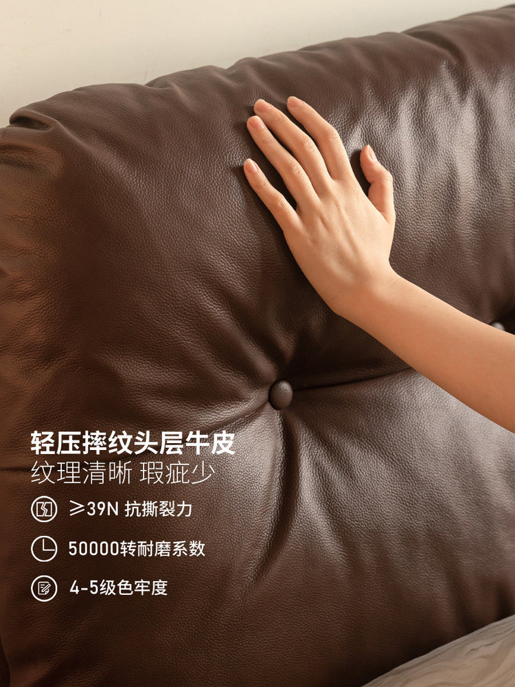 真皮床主卧美式复古软包大床高端大气头层牛皮双人床