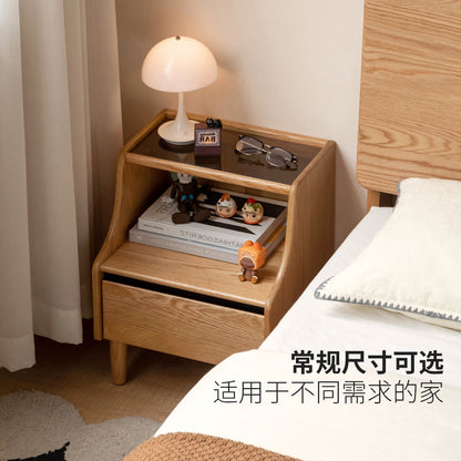 实木床头柜现代简约储物柜卧室床边橡木柜子收纳柜