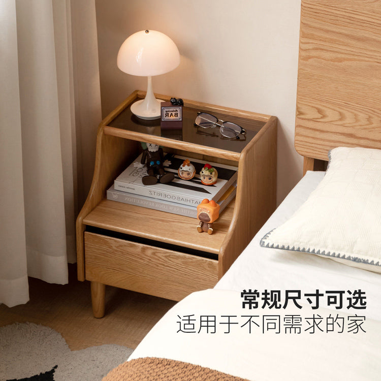 实木床头柜现代简约储物柜卧室床边橡木柜子收纳柜