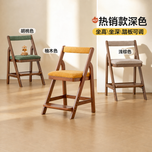 实木儿童学习椅可调节升降靠背椅子小学生作业写字椅