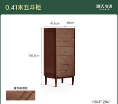 Solid Wood Chest of Drawers Modern Minimalist Storage Cabinet Oak Walnut Color Pentagon Cabinet Bedroom Side Cabinet