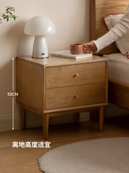 实木床头柜现代简约储物柜原木风床边柜白蜡木卧室小柜子