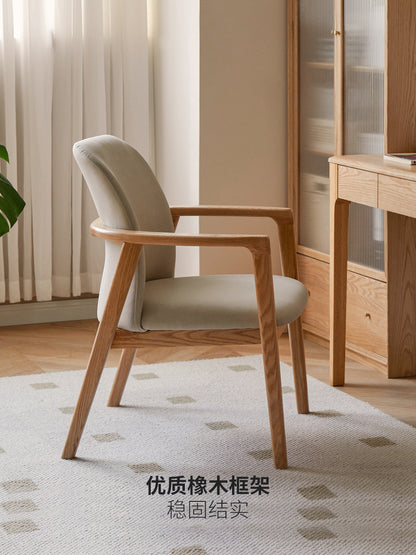 实木书椅简约靠背椅书房橡木圈椅休闲扶手椅书桌椅子