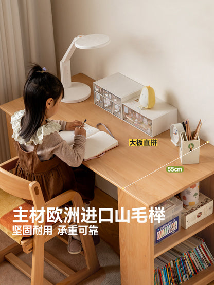 实木儿童书桌带滑轮可移动收纳学习桌小学生写字桌