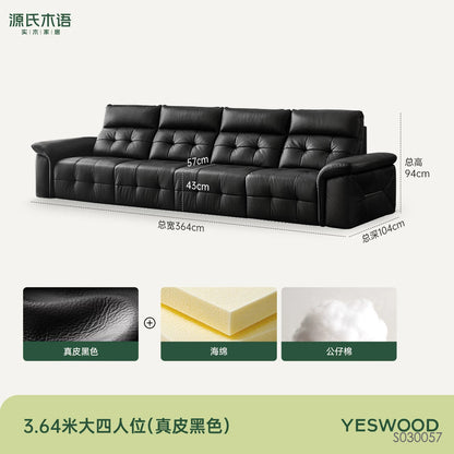 真皮沙发黑色高靠背劳伦斯头层牛皮三人位沙发