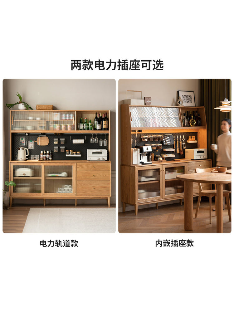 北欧实木餐边柜一体高柜现代简约储物柜橡木茶水柜