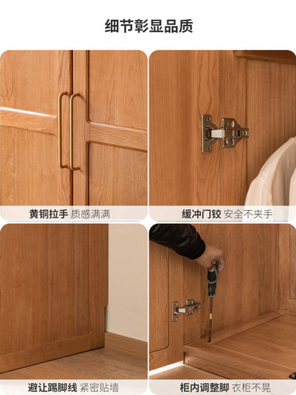 实木衣柜卧室樱桃木衣橱复古家具储物柜衣帽间收纳柜