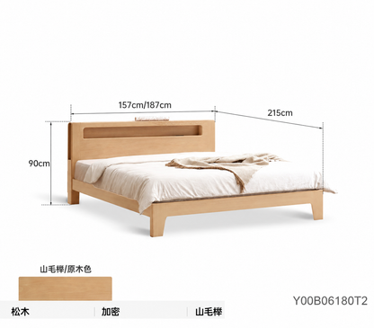 全实木床卧室1.8橡木北欧床现代简约1.5米主卧双人床家具