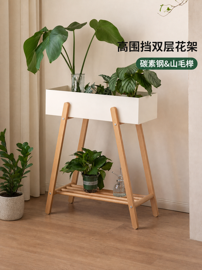 实木绿萝花架现代简约置物架阳台铁艺花盆托架植物花架子