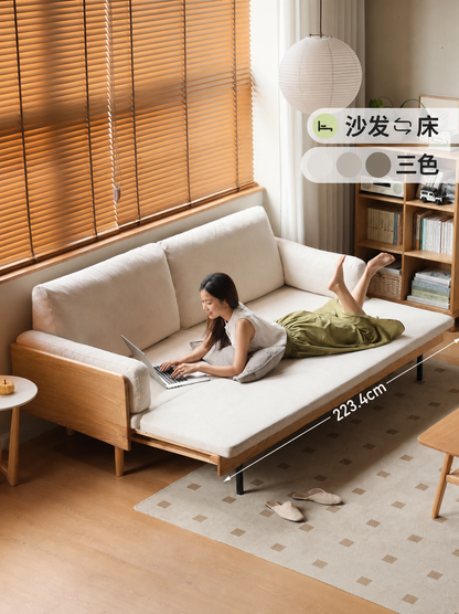 实木沙发床折叠两用多功能伸缩床小户型沙发客厅现代简约