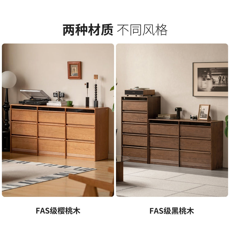 实木斗柜现代简约边柜卧室白蜡木储物柜黑标抽屉柜