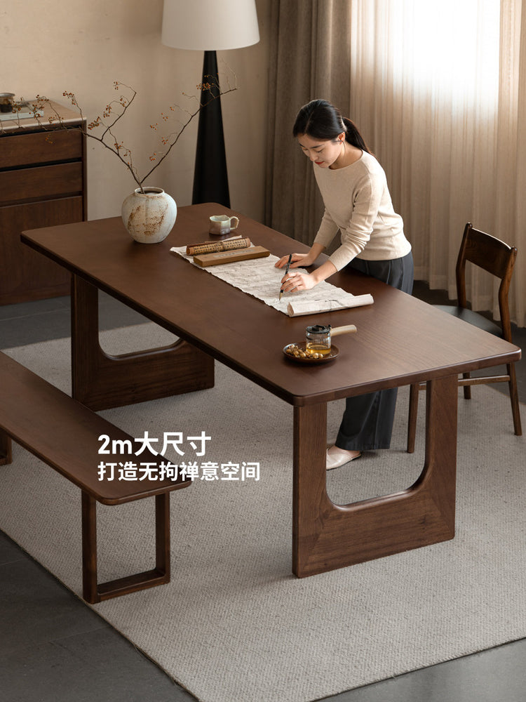 实木长餐桌餐厅厚面原木大板桌胡桃色桌子茶桌工作台
