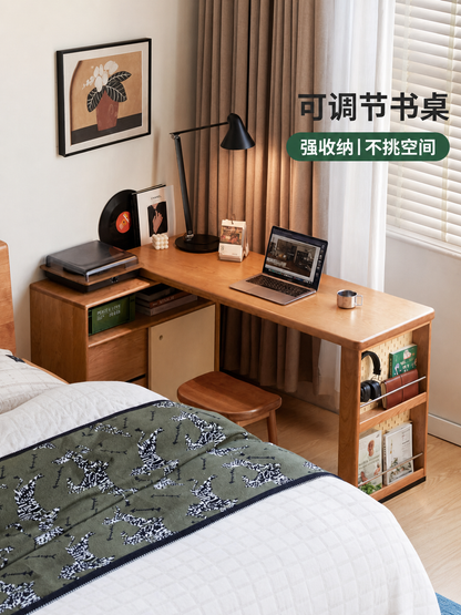 实木中古风书房转角书桌樱桃木办公桌复古电脑桌