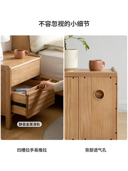实木床头柜简约白蜡木床边柜原木风小柜子卧室储物柜