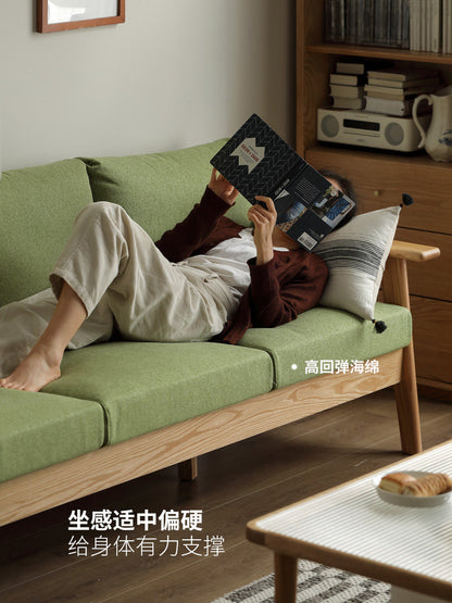 布艺沙发日式小户型客厅实木简约现代橡木三人位沙发