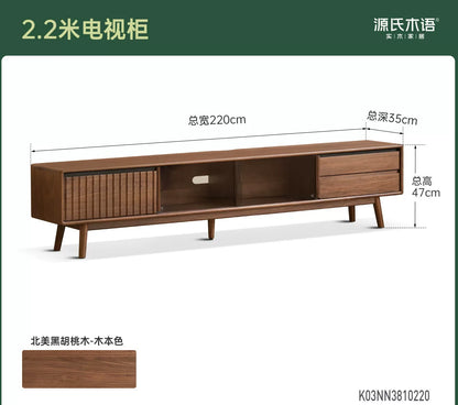 实木电视柜客厅意式轻奢收纳储物移门柜黑胡桃木地柜