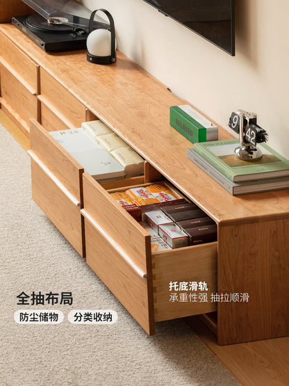 实木电视柜现代简约落地收纳储物柜客厅樱桃木骨骼线地柜
