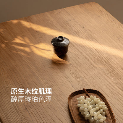 实木餐桌原木整厚大板桌侘寂风餐厅吃饭桌长桌工作台