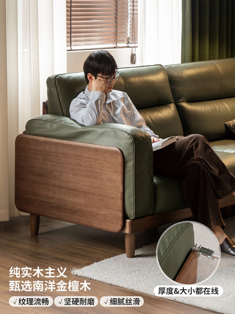 实木客厅现代简约高靠背布沙发黑森林真皮沙发
