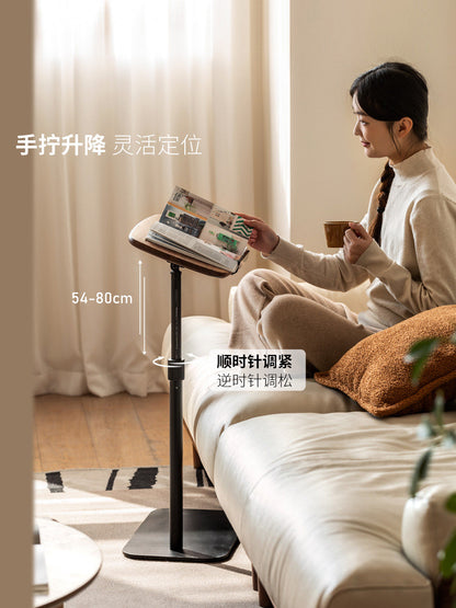 实木可升降旋转边几简约黑胡桃木角几客厅茶几床边桌