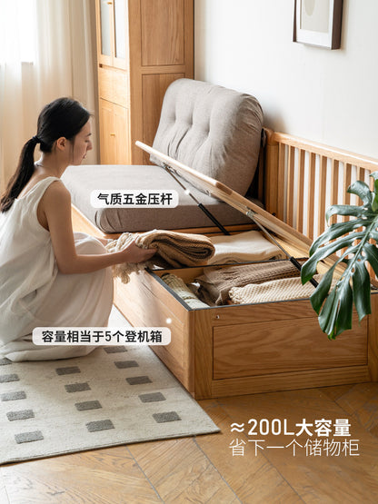 实木卡座简约橡木箱体客厅小户型落地储物布沙发