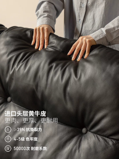 零靠墙真皮沙发中古风黑色功能客厅星云电动沙发