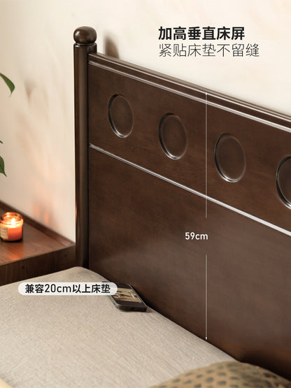 实木床经典中古大板床卧室复古双人床1.8米1.5米大床
