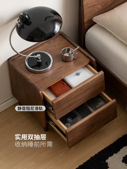 实木床头柜黑标简约床边柜黑胡桃木小柜子卧室储物柜