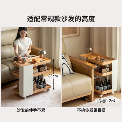 实木边几客厅原木奶油风移动角几橡木小户型小推车