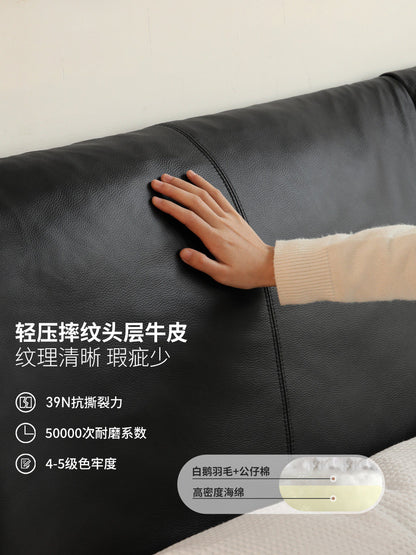 实木床现代极简橡木真皮床卧室高端大气黑色双人床